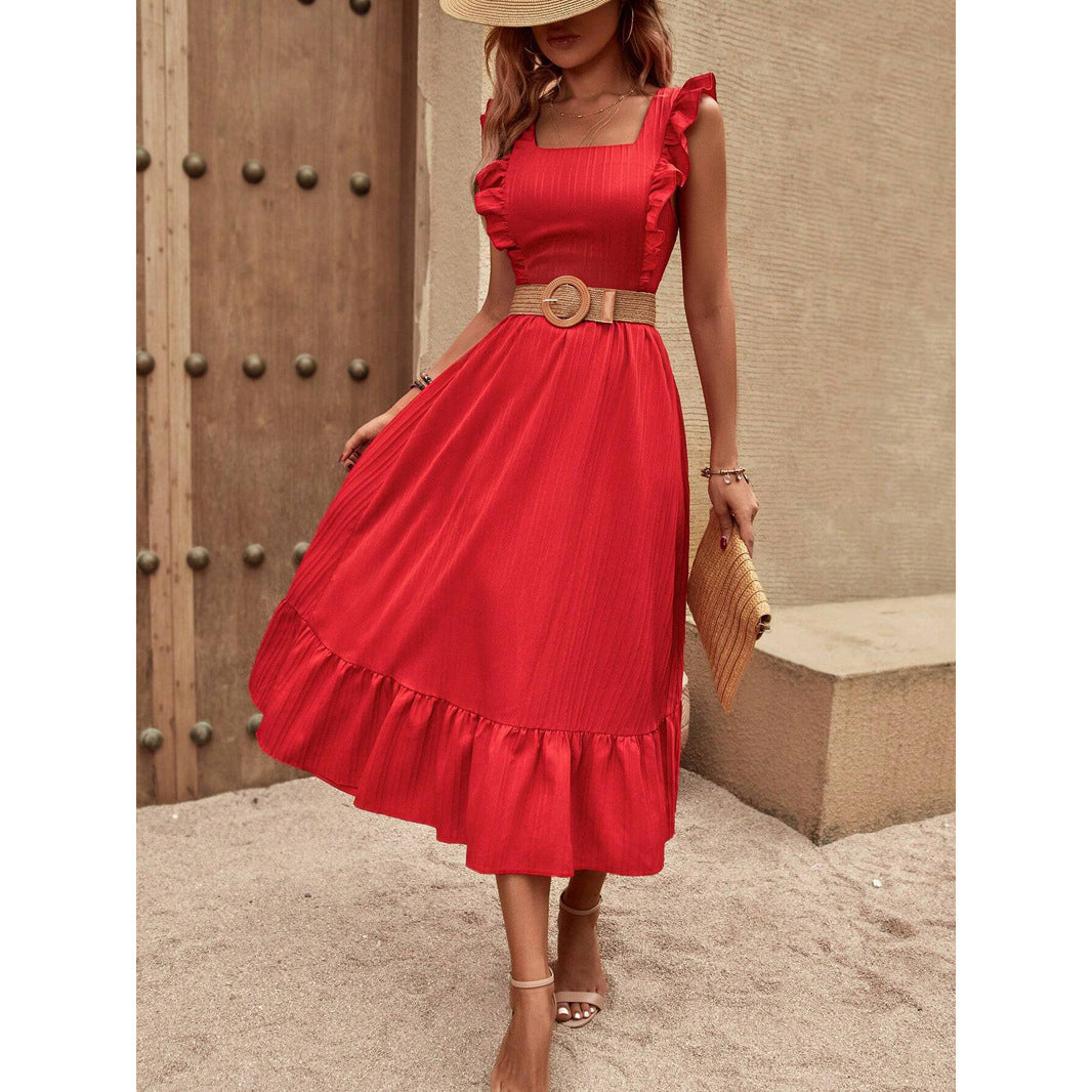 Stella|One Shoulder High Slit Satin Dress No Belt