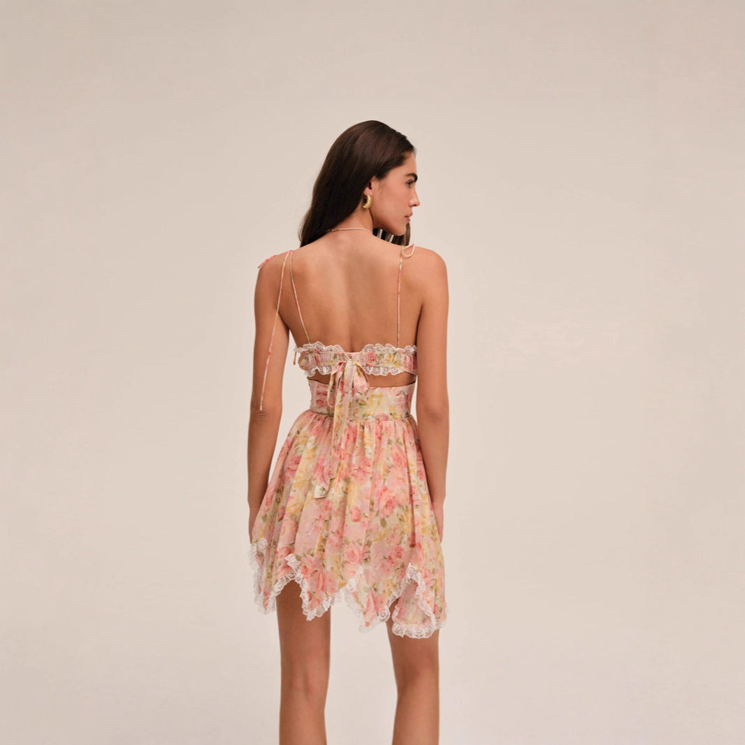 Harper|Women's Fashionable Lace Irregular Swing Suspender Skirt