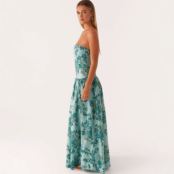 Addison|Fashion Tube Top Printed Long Dress Women