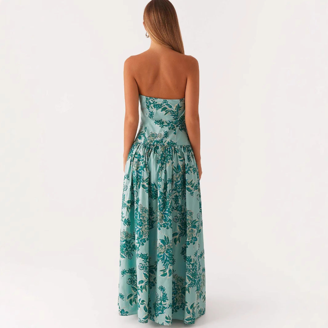 Addison|Fashion Tube Top Printed Long Dress Women