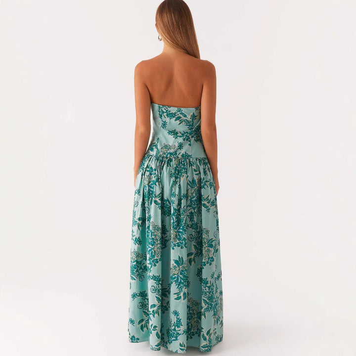 Addison|Fashion Tube Top Printed Long Dress Women