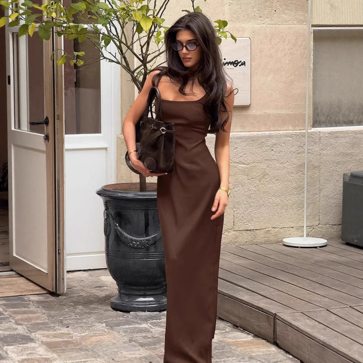 Aurora|Brown Dress Sling Basic Women's Dress