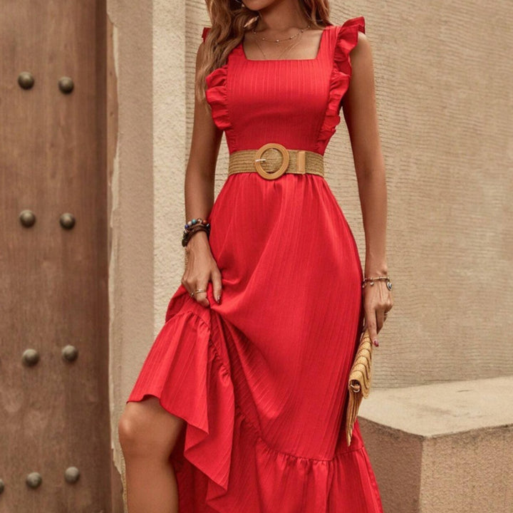 Stella|One Shoulder High Slit Satin Dress No Belt