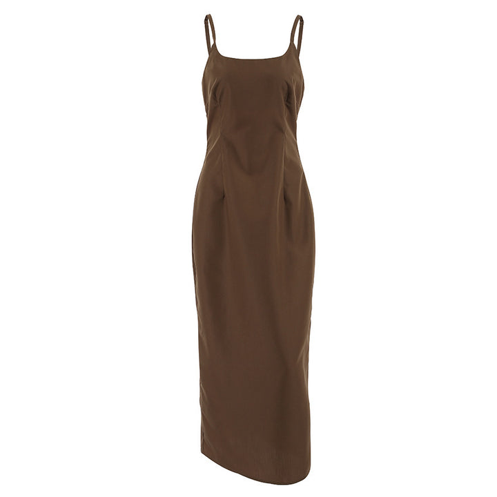 Aurora|Brown Dress Sling Basic Women's Dress
