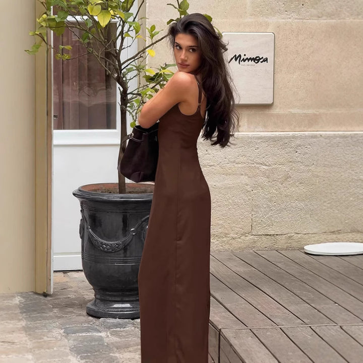 Aurora|Brown Dress Sling Basic Women's Dress