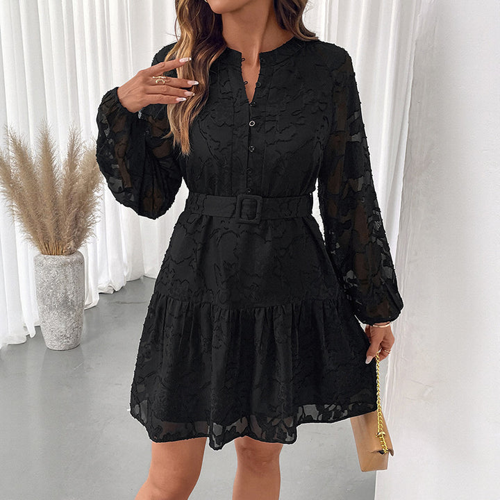 Hazel| Long Sleeve Jacquard Dress