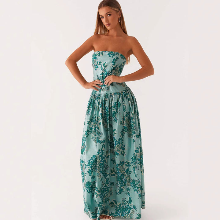 Addison|Fashion Tube Top Printed Long Dress Women