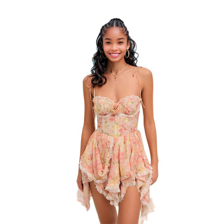 Harper|Women's Fashionable Lace Irregular Swing Suspender Skirt